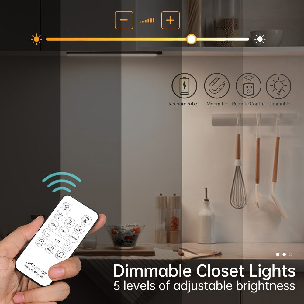 Two-Piece 7.9-Inch Motion Sensor Cabinet Light Set with Remote, USB Charging and Three Light Colors