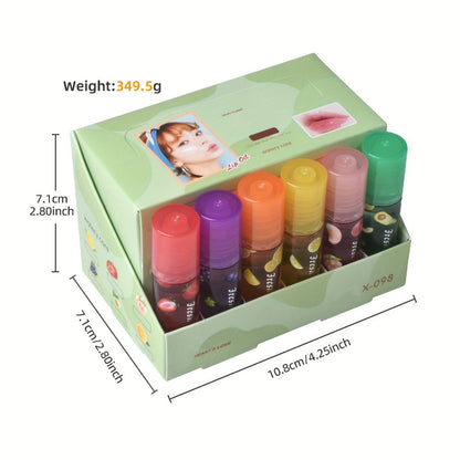 Lip Balm 24-Piece Roller Ball Set with Six Fruit Flavors, Clear Finish and Display Box Packaging