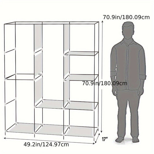 Portable Closet Wardrobe Organizer 71" Clothes Rack with Shelves, Freestanding Bedroom Storage Closet System