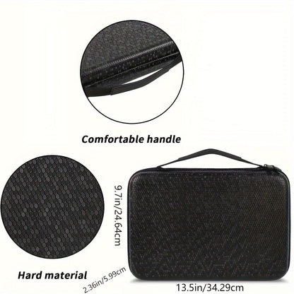 Black Dice Rolling Tray and Storage Case with Dedicated Polyhedral Slots, Carry Handle and Zipper Closure