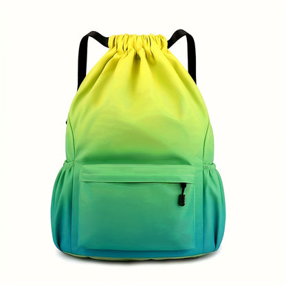Drawstring Backpack Gym Bag – Large Capacity Nylon Cinch Sack with Strap Pocket, Lightweight Training & Outdoor Travel Bag for Men Women | 4 Gradient Colors