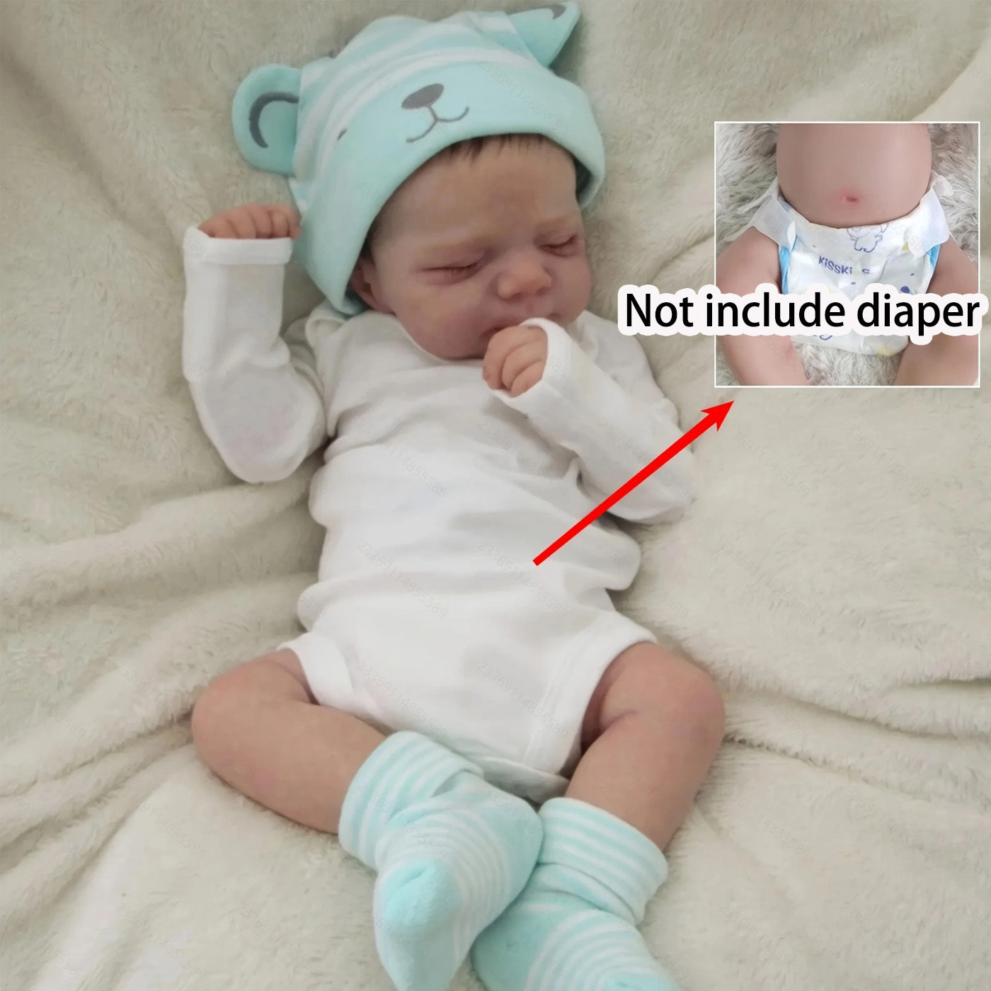 Sleeping Reborn Baby Doll 19 Inch 48CM Full Vinyl Bath Safe – 3D Painted Skin Visible Veins Implanted Eyelashes, Lifelike Closed Eye Newborn Girl Gift Set with Outfit Pacifier Bottle for Kids Ages 3+