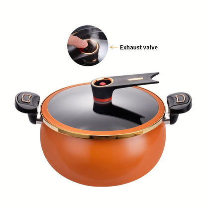 Ceramic-Coated Stockpot Cookware with 8.45QT Capacity, Twist-Lock Lid Handle and Three Colors