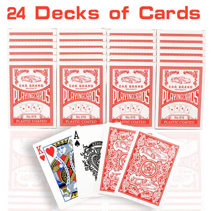 Bulk Playing Card Set with 6-, 12- or 24-Deck Options in Red, Blue or Mixed Color Packs for Group Games
