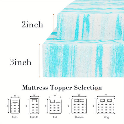 Mattress Topper Cooling-Gel Swirl Foam in 2- or 3-Inch Sizes with Gray Foam Pillow Options
