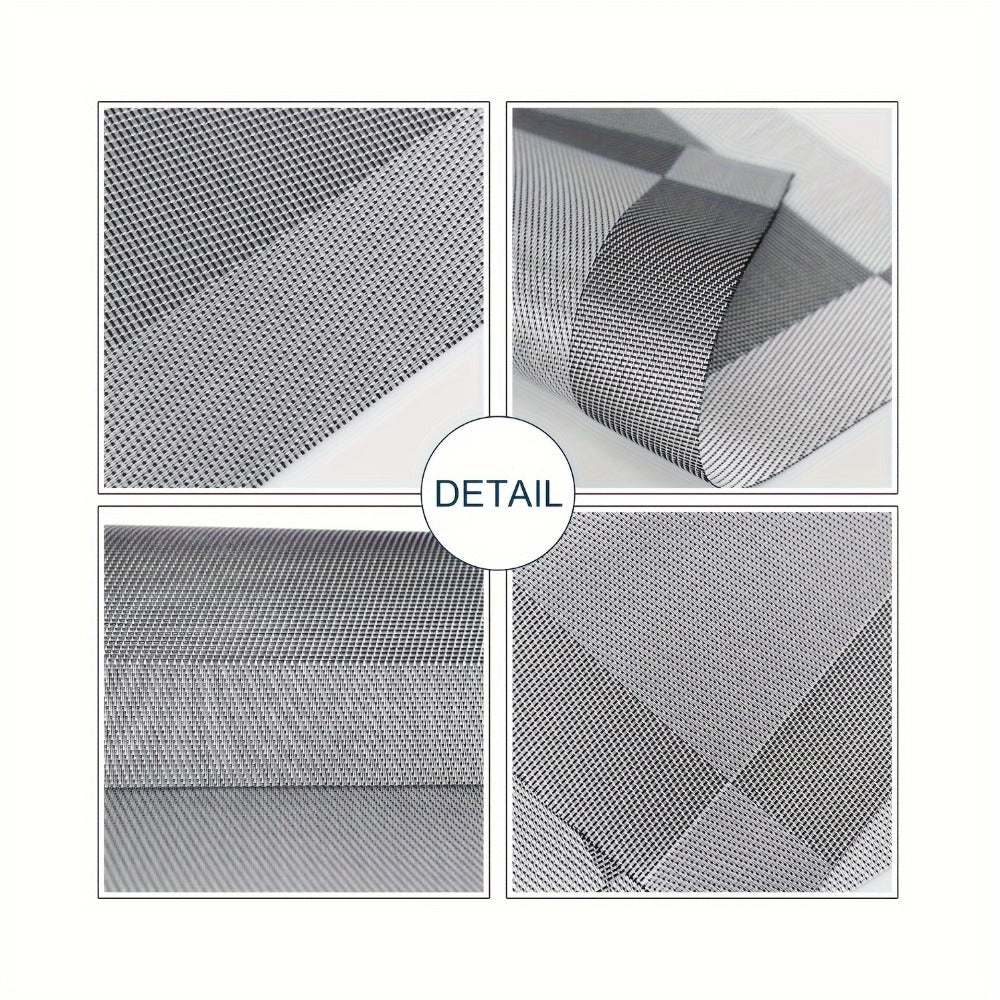 Six-Piece PVC Placemats in Gold, Brown or Silver, Each 11.8 x 17.7 Inches for Dining Tables