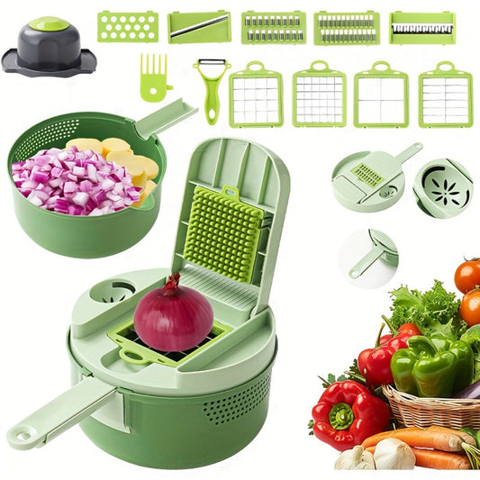 Vegetable Chopper 16-in-1 Manual Food Chopper Slicer Dicer Grater with Container – Professional Onion Potato Carrot Cutter Kitchen Tool