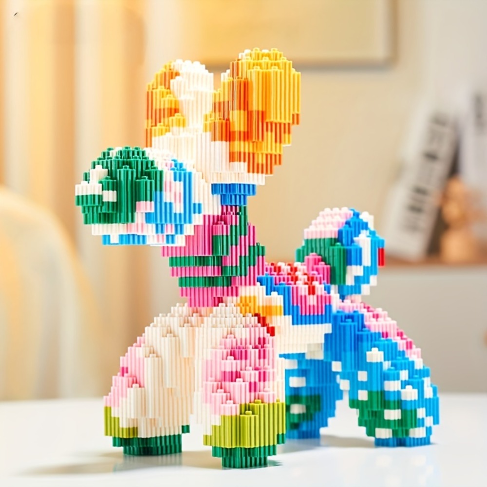 Balloon Dog Building Block Sculpture in Five Pictured Designs with 7.48-Inch Length for Adult Pop Art Display