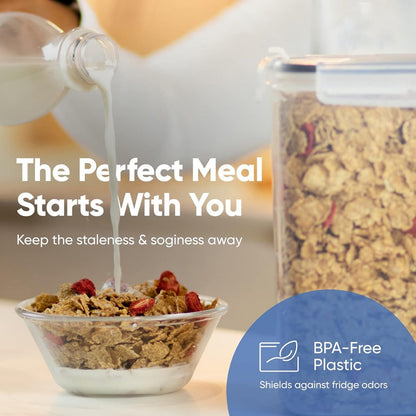 Clear Food Storage Jars with Lids 8 Piece Set - Airtight Moisture Proof Sealed Containers for Cereal Rice Salt Pepper Tea Nuts and Coffee Beans, BPA-Free Plastic Kitchen Pantry Canisters, Available in 84.54oz or 1.06 Gallon, 4 Jars and 4 Lids