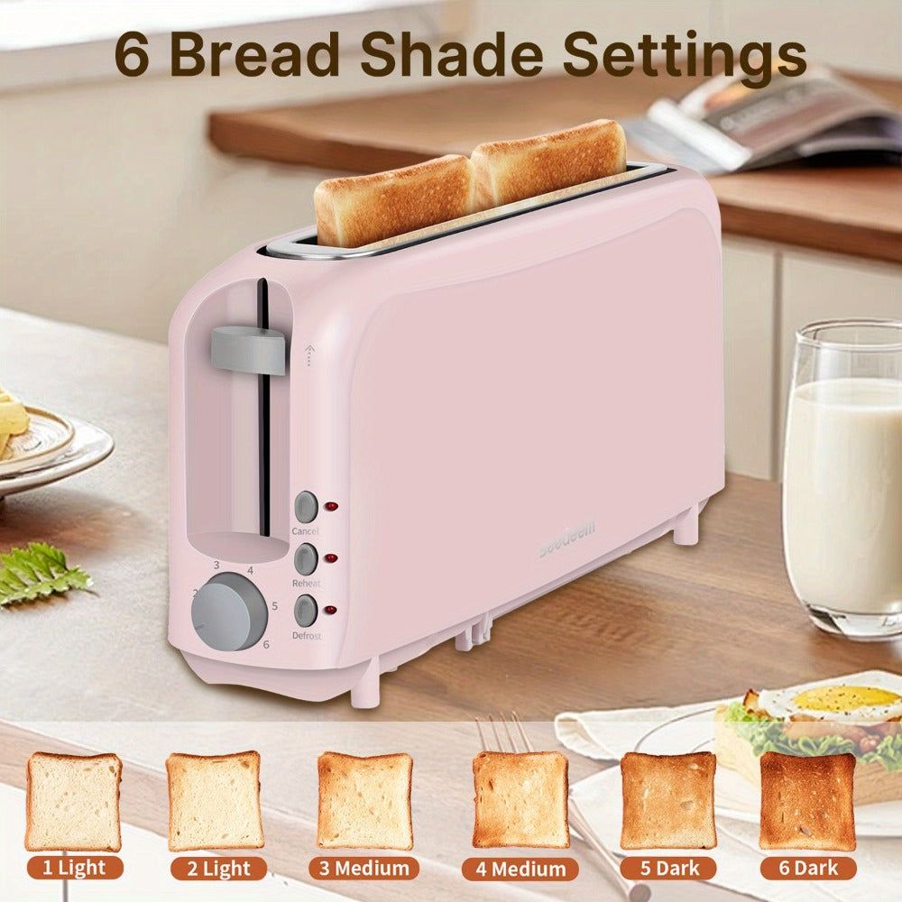 750W Slim Two-Slice Toaster with Six Shade Settings, Reheat, Defrost, Crumb Tray and Six Color Options