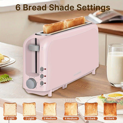 750W Slim Two-Slice Toaster with Six Shade Settings, Reheat, Defrost, Crumb Tray and Six Color Options