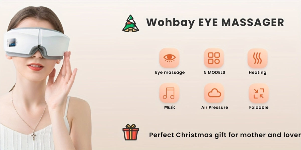 Eye Massager with Heat - 4D Intelligent Portable Eye Mask Massager with Pneumatic Compression, Vibration