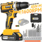 21V Drill + 1 Battery + Deluxe Accessories + Toolbox