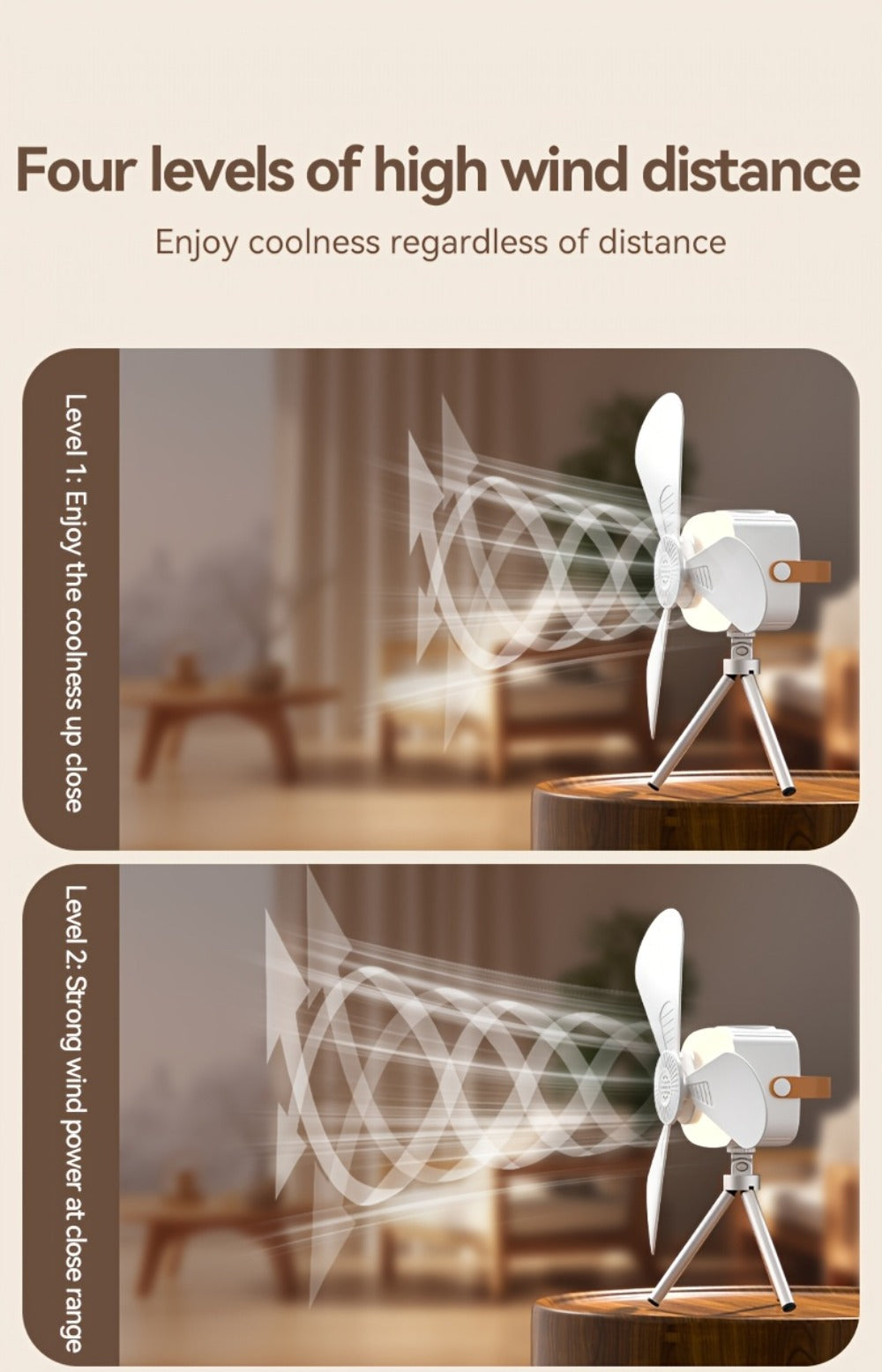 Portable Fan, USB-Powered Hanging Tent Model with Remote Control, LED Light and Optional Triangular Stand