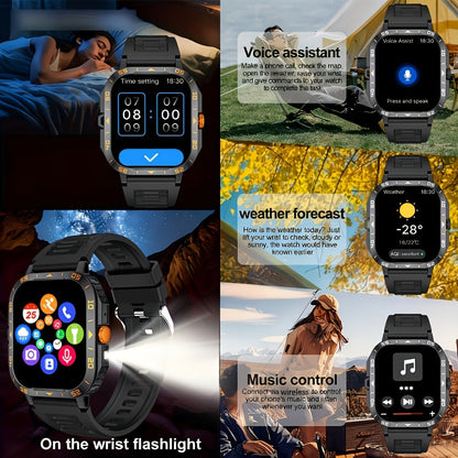 Smartwatch with Music Player Stopwatch LED Lighting Wireless Calling Multi Sport Mode Heart Rate Sleep Fitness Tracker iPhone Android Compatible Men Women Gift Black Gold Metal Strap