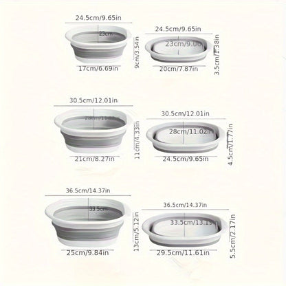 Three-Piece Collapsible Basin Set in Large, Medium and Small Sizes for Laundry, Kitchen and Camping