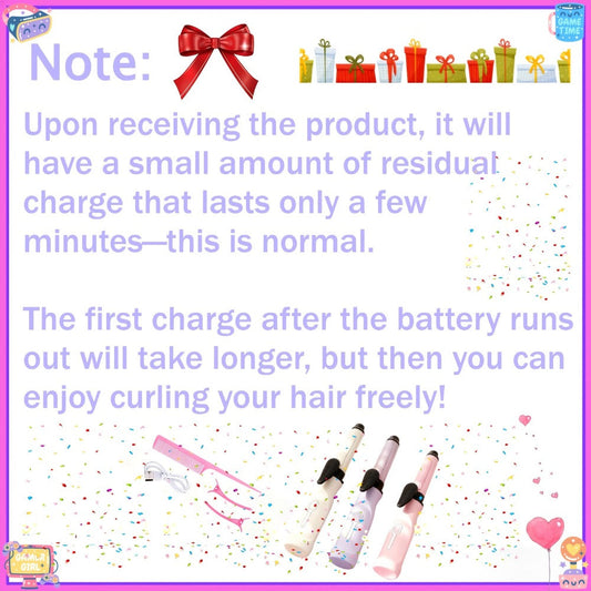 Cordless Mini Curling Iron Wireless Rechargeable Portable Hair Curler — Ceramic Barrel for Airy Bangs, Big Waves & Long-Lasting Curls, Travel-Ready for Students & Women, Yellow Pink Purple