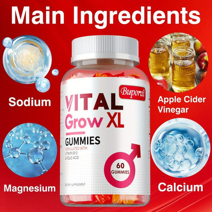 Dietary Supplement Gummies with Buporai Label, Apple Cider Vinegar, Mineral Blend and 60 Count