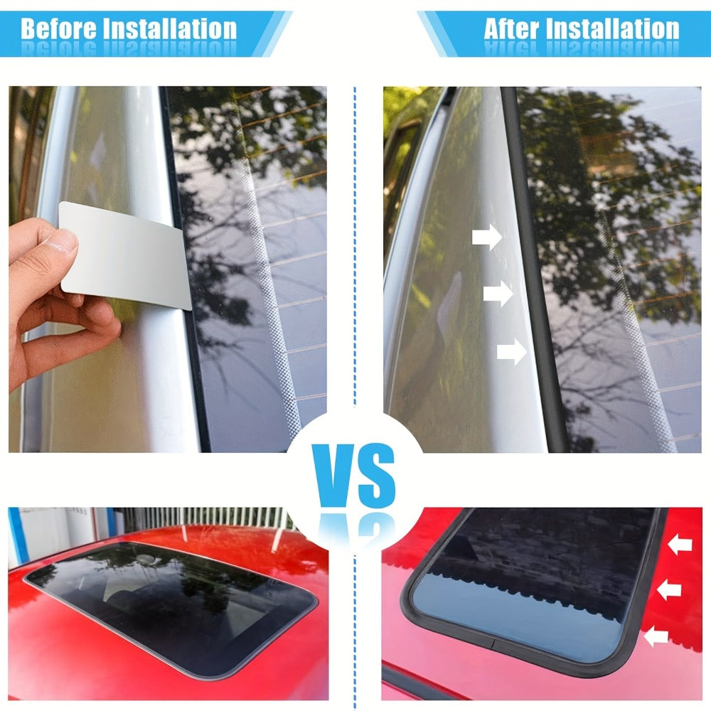 Car Rubber Seal Strip T-Shape Weatherstrip - Windshield Sunroof Door Edge Weather Stripping Trim, Universal Auto Weatherproofing Seal (3PCS 10FT)