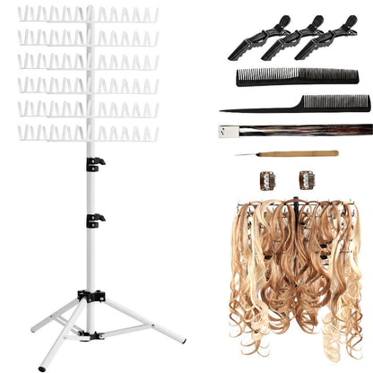 Braiding Hair Rack Hair Styling Tool with 144-Strand Layout, 30-50-Inch Height and Foldable Stand