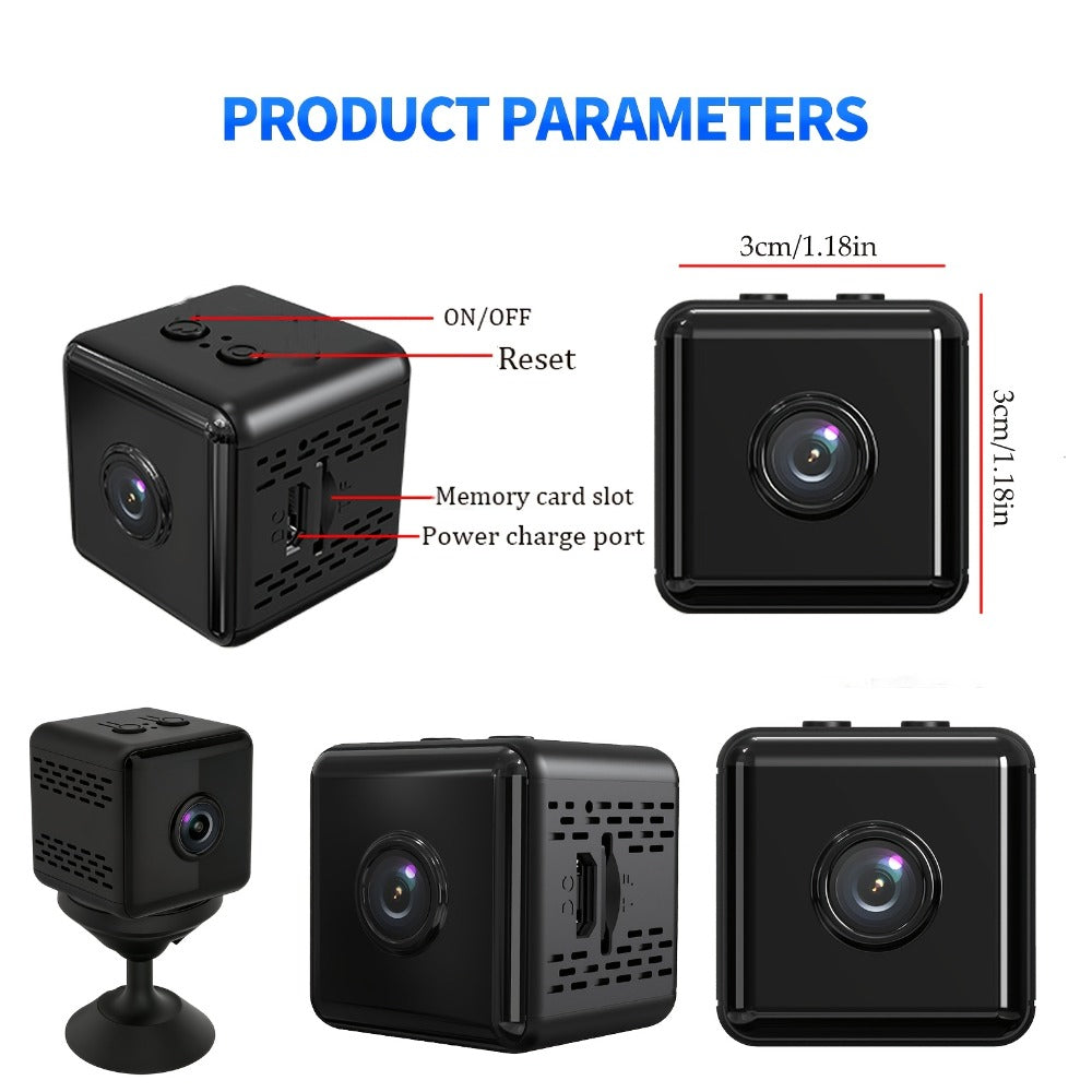 2K Mini Magnetic Security Camera, Continuous Video Recording, Night Vision, 2.4G WiFi, USB & Battery Dual Power