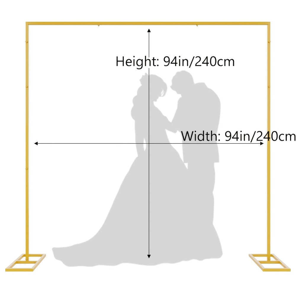 Backdrop Stand Gold Square Frame with 6.5, 6.6 and 8-Foot Selections, Adjustable Crossbar and Flat Feet