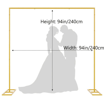 Backdrop Stand Gold Square Frame with 6.5, 6.6 and 8-Foot Selections, Adjustable Crossbar and Flat Feet