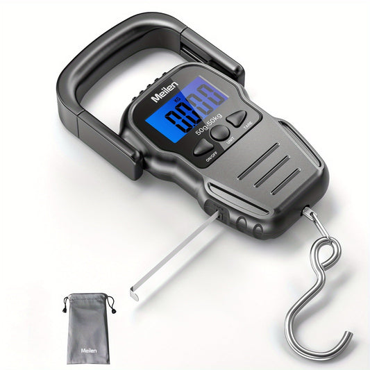 Digital Fishing Scale 50kg 110lb Portable Handheld Fish Scale with LCD Backlight & Built-in Measuring Tape - Electronic Hook Scale for Fishing Luggage Travel Market Use, 1g Accuracy, Black