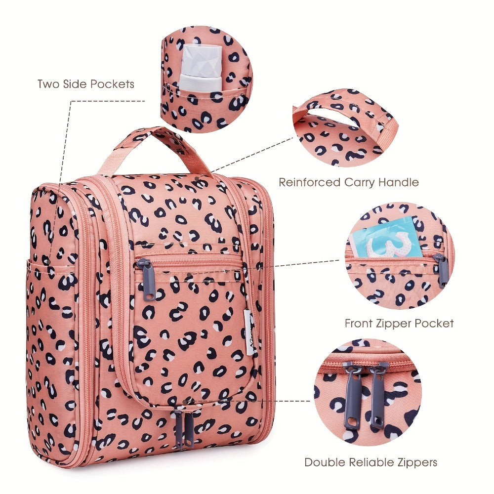 Hanging Toiletry Bag for Women Large Capacity Travel Makeup Organizer Bag with Hook Multi-Compartment Waterproof Cosmetic Pouch 16 Prints for Cruise Gym