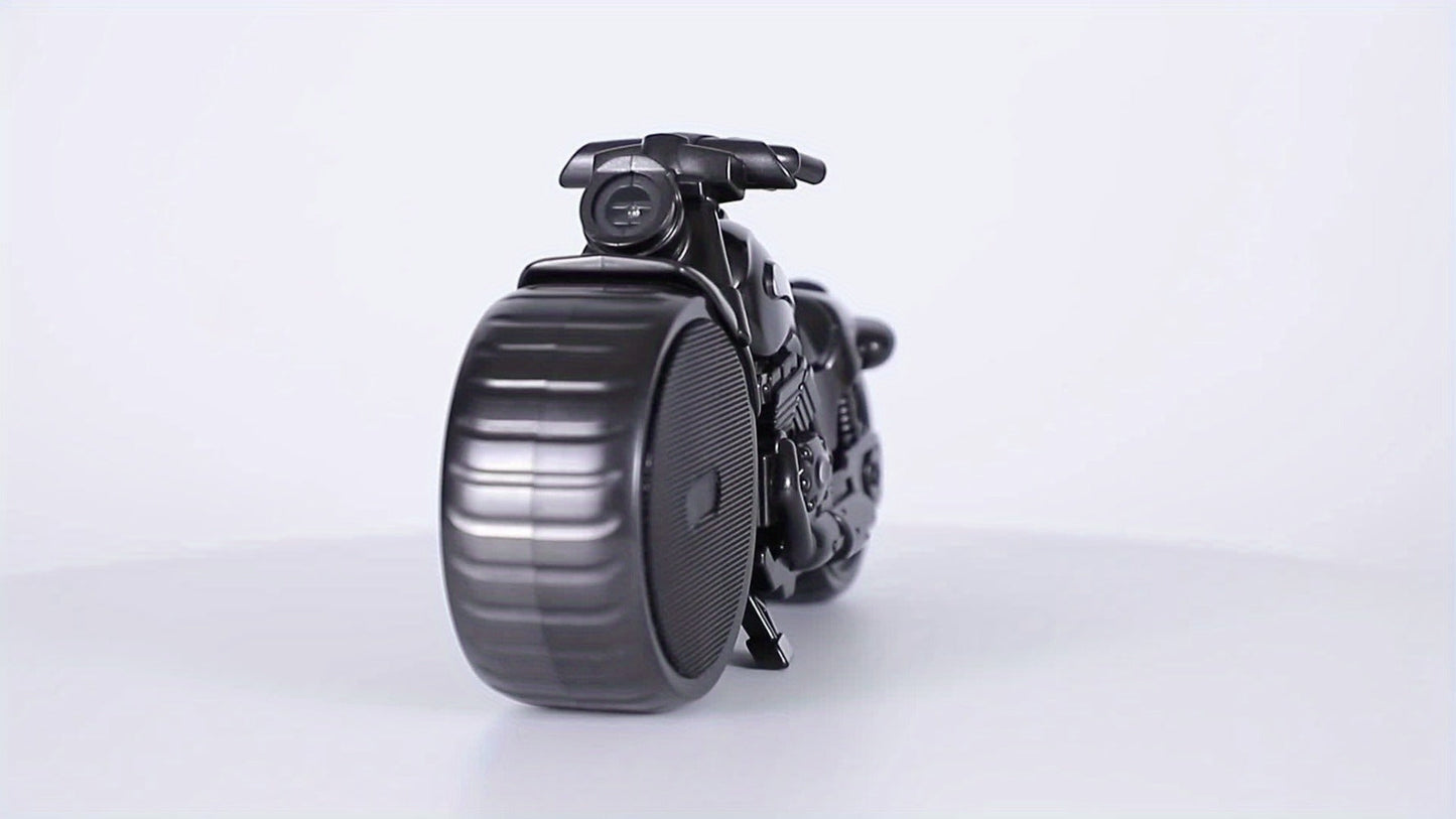 Retro Motorcycle Bluetooth Speaker Portable Wireless Stereo with RGB Flashing Lights, FM Radio, USB & TF Card Support, AUX Input, Rechargeable Battery for Home, Outdoor & Car Audio Upgrade