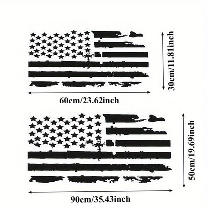 American Flag Car Hood Vinyl Decal Sticker - Distressed USA Flag Stripe Graphic, 35x20 Inch Universal Fit for Car, SUV, Truck Hood, Door, Window & Windshield, Patriotic Car Modification Gift (Black or Transparent)