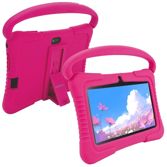 Veidoo Kids Tablet 7 Inch Eye Protection Screen 2GB RAM 32GB ROM Android WiFi Dual Camera Parental Control Educational Games Drop-Proof Silicone Cover Children Learning Tablet Pink Blue