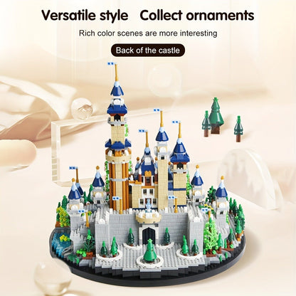 Fairytale Princess Castle Micro Building Block Set with 3,600 Pieces, 26 cm Display Base for Ages 14+