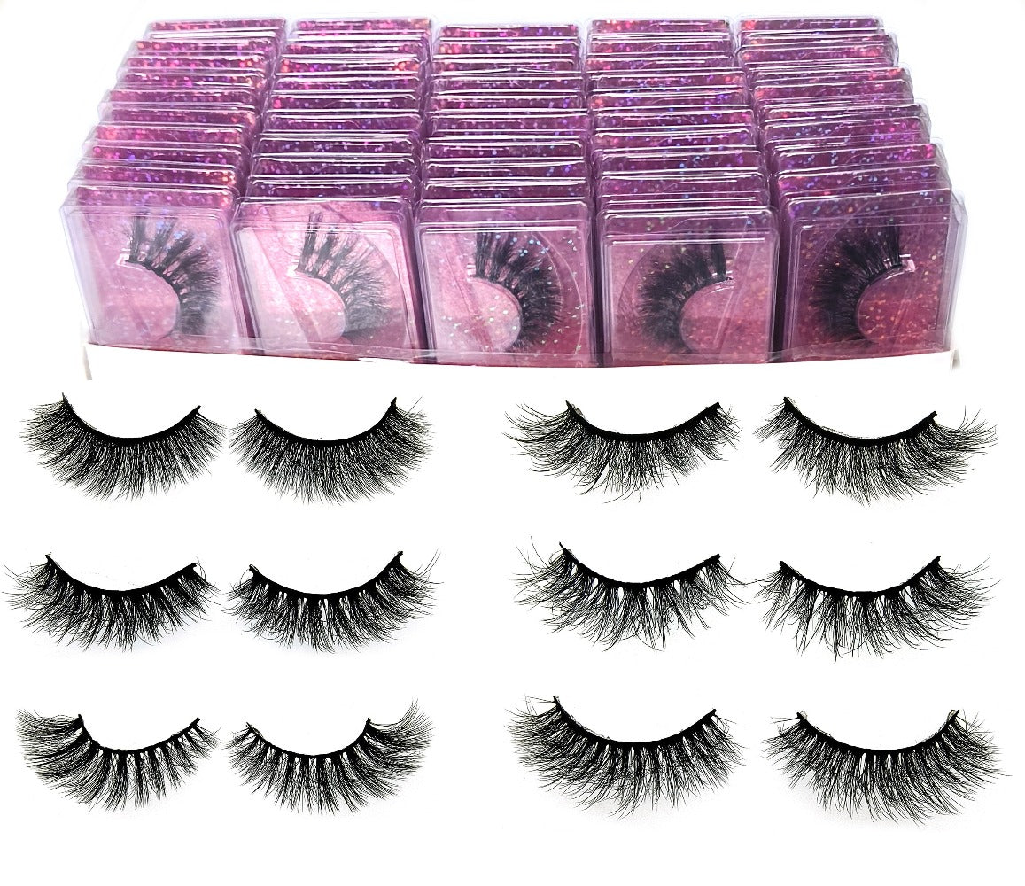 DD Curl False Eyelashes Multipack with 20 Pairs across Five Mixed Styles in Glitter-Top Round Cases