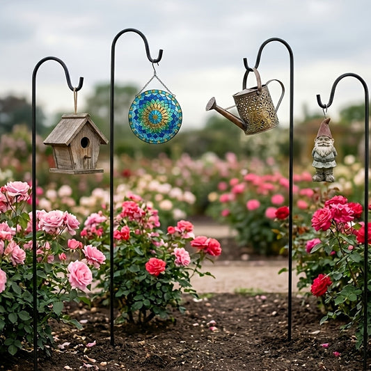 Shepherd Hooks 4 Pack Heavy Duty Metal Garden Stakes for Hanging Plant Baskets Solar Lights Bird Feeders Wind Chimes Outdoor Decor 47 & 63 Inch