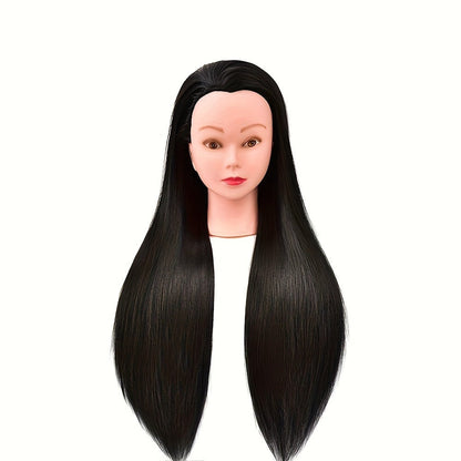 Long-Hair Cosmetology Mannequin Head in Brown or Blonde with Pictured 21.26-Inch Overall Height for Styling Practice