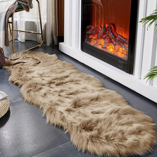 Soft Fluffy Wavy Area Rug Imitation Plush Carpet for Living Room Bedroom Modern Decorative Non-Slip Floor Mat Multi-Size Options