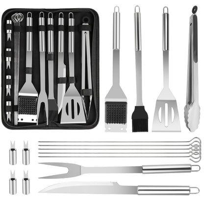 15- or 24-Piece BBQ Tool Set with Spatula, Tongs, Forks, Skewers, Brushes and Carry Case Pictured