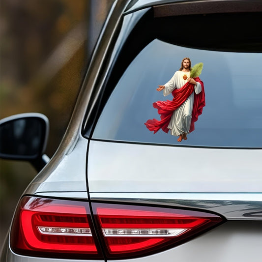 Funny Car Stickers 4PCS Set - Vinyl Window & Bumper Decals, Humorous White Robe Figure Design for Car Windows, Laptops & Outdoor Surfaces