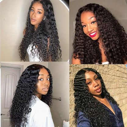 Body Wave Human-Hair 4x4 Lace Closure Wig in Black with Listed 180% Density and Five Length Options