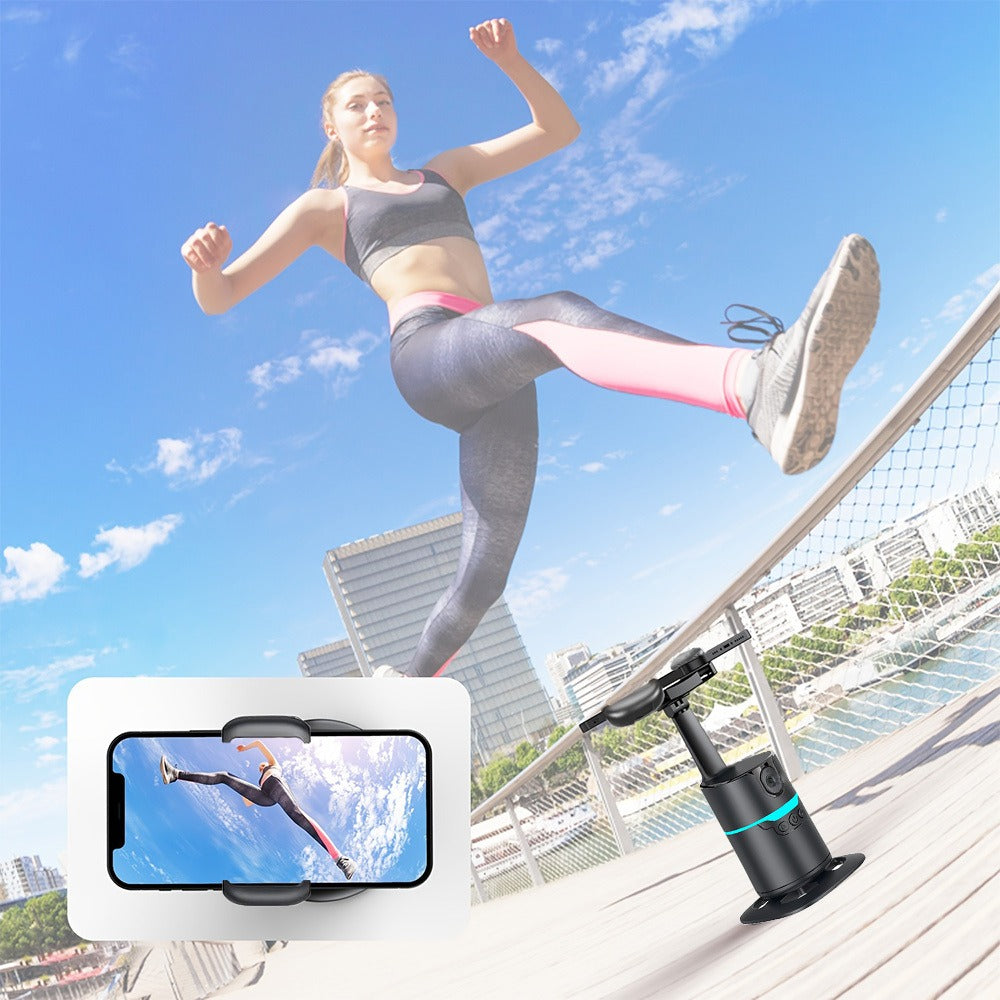 360° Auto-Tracking Phone Holder with Detachable Remote, Rechargeable Battery and Tripod Mount