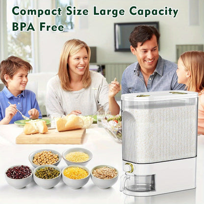 Rice Storage Container with Measuring Cup & Time Markings – Large Capacity 11/22LB Airtight Grain Dry Food Pantry Kitchen Organizer