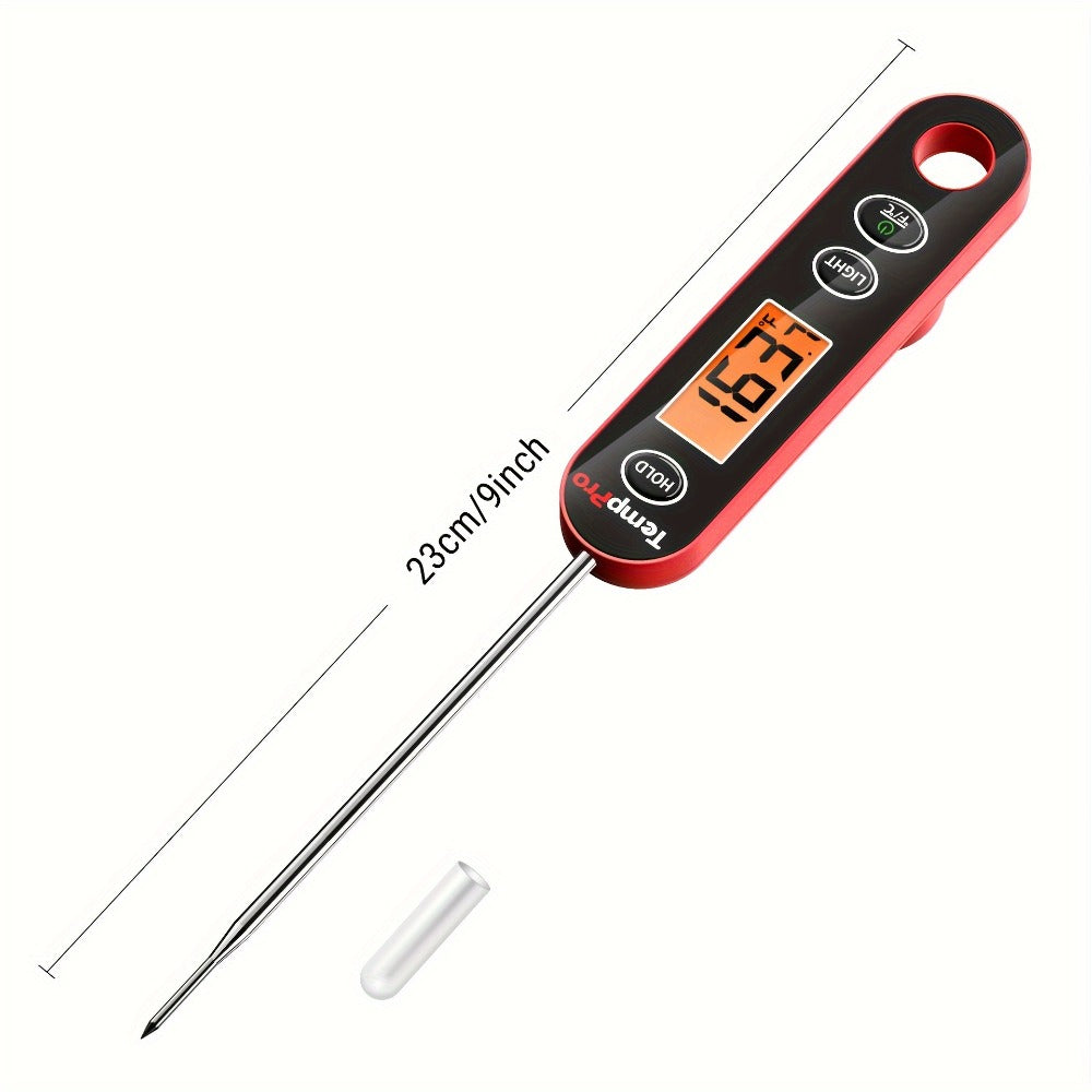Instant Read Meat Thermometer – TempPro IC6030 Fast 3-Second Digital Kitchen BBQ Thermometer with 4.72" Foldable Probe & Backlit Display
