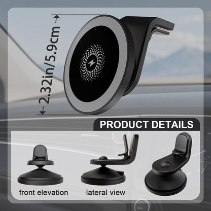 15W Magnetic Wireless Charging Car Phone Mount with Vent Clip, Swivel Joint and Black or White Finish