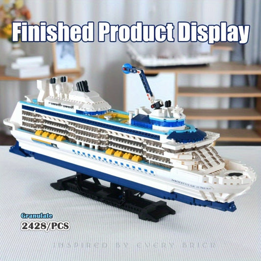 Cruise Ship Building Blocks Model 2428 Pcs – Technic Mini Brick Advanced Construction Set Home Decor Display for Adults Teens Ship Enthusiasts Christmas Birthday Gift