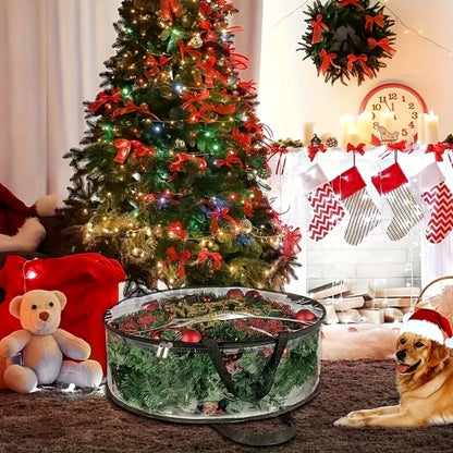 Transparent Wreath Storage Bag Sets in 24- or 30-Inch Sizes with Two- or Four-Piece Options and Handles