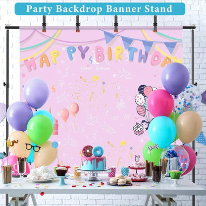 9x6.5ft Rectangular Backdrop Stand Adjustable Metal Background Stand for Wedding Ceremony Balloon Arch Photo Studio Birthday Anniversary Bridal Shower Party Decoration