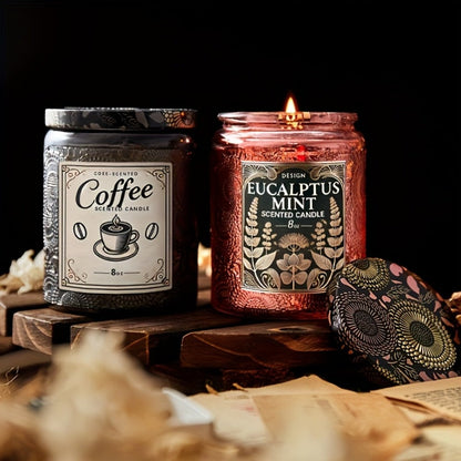 8oz Oval Glass Jar Candle with Ribbon Detail in Rose Sandalwood, Eucalyptus Mint or Coffee Bliss
