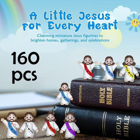 Party Decorations 160-Piece Religious Mini Figure and Banner Set with Mixed Colors and Random Patterns