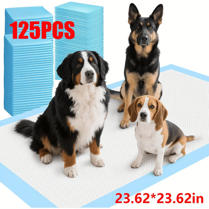 23.6-Inch Square Pet Training Pads with 50, 125 or 300-Piece Pack Options in Blue and White